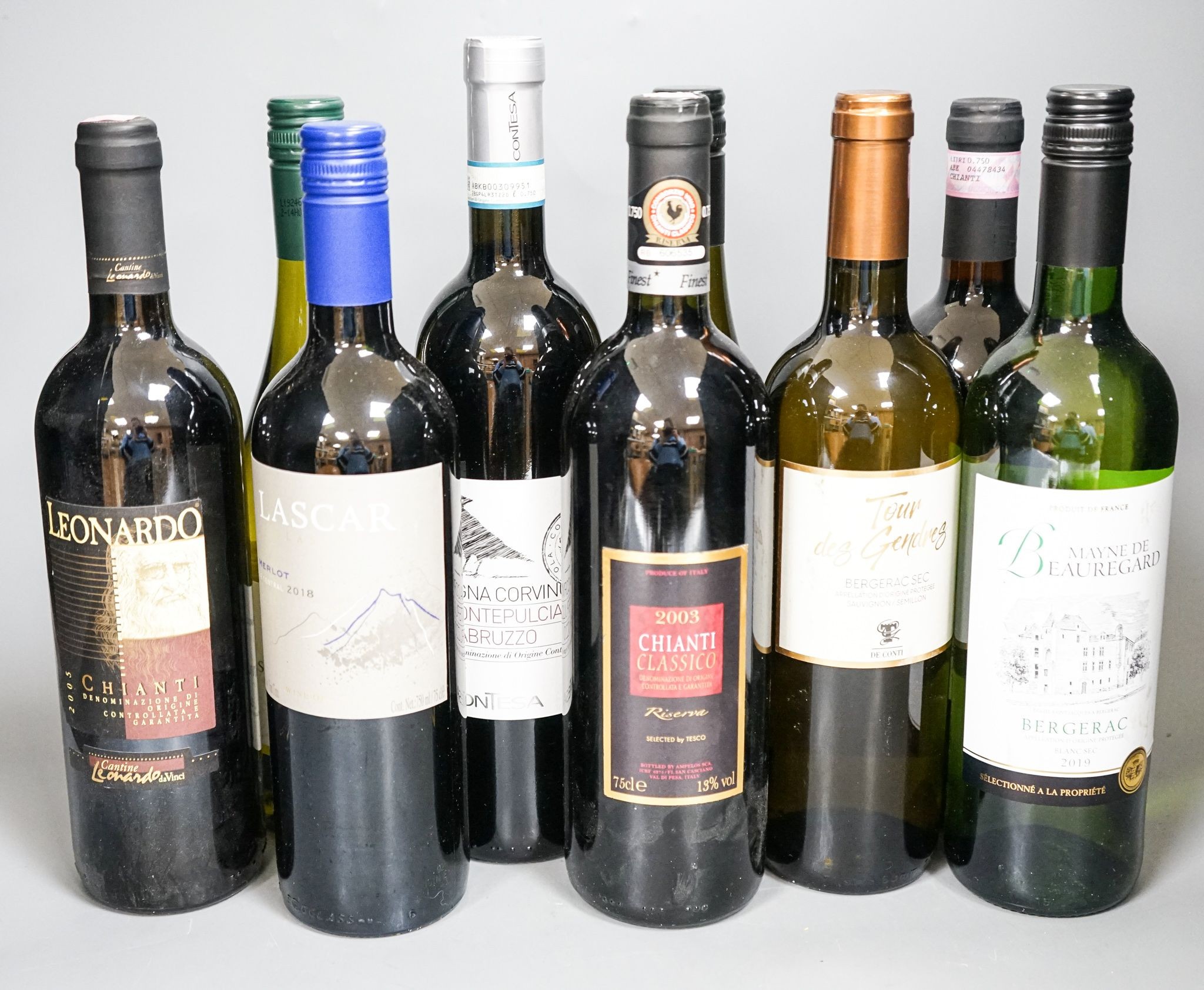 13 bottles of mixed wines